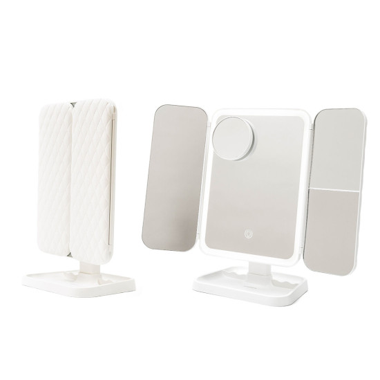 Rechargeable Triptych Makeup Mirror with Magnification and LED Light Miled InnovaGoods