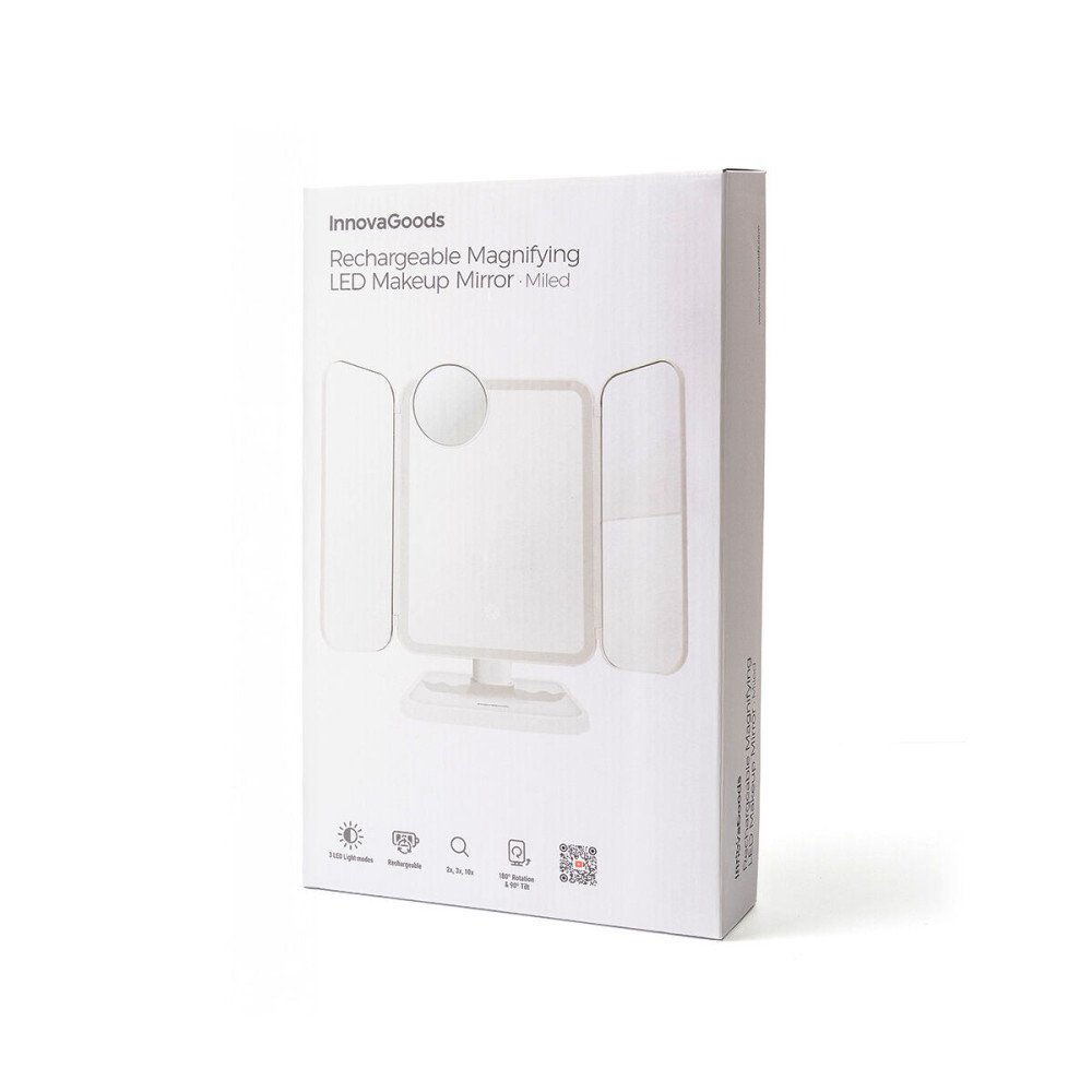 Rechargeable Triptych Makeup Mirror with Magnification and LED Light Miled InnovaGoods