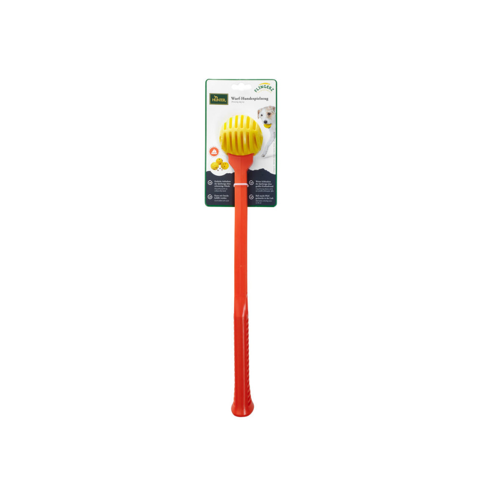 Ball Launcher for Dogs Hunter Yellow Orange Rubber Ball