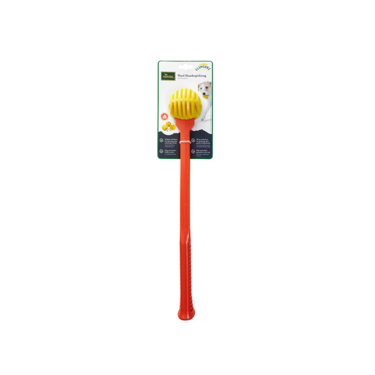 Ball Launcher for Dogs Hunter Yellow Orange Rubber Ball