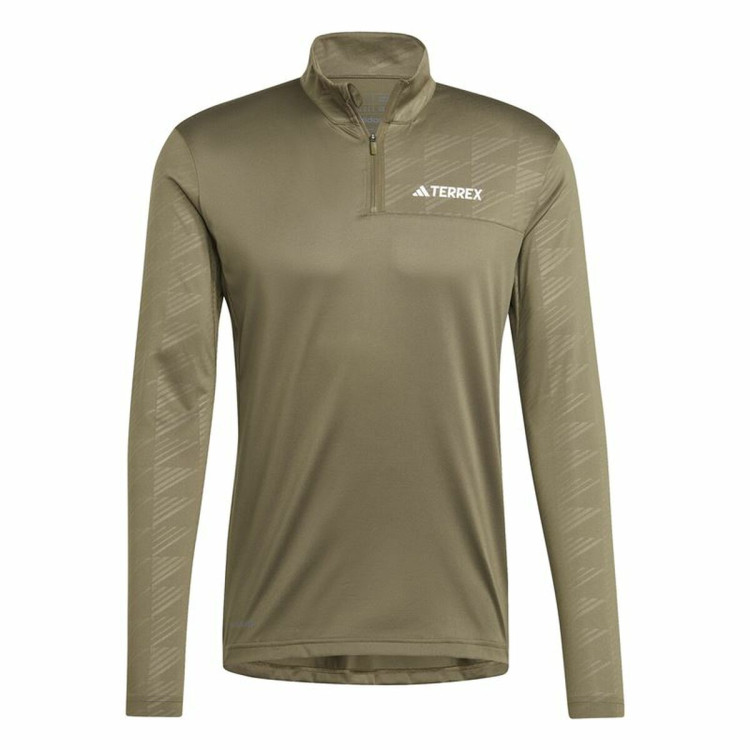 Men’s Sweatshirt without Hood Adidas Mt Half Zi Ls Brown